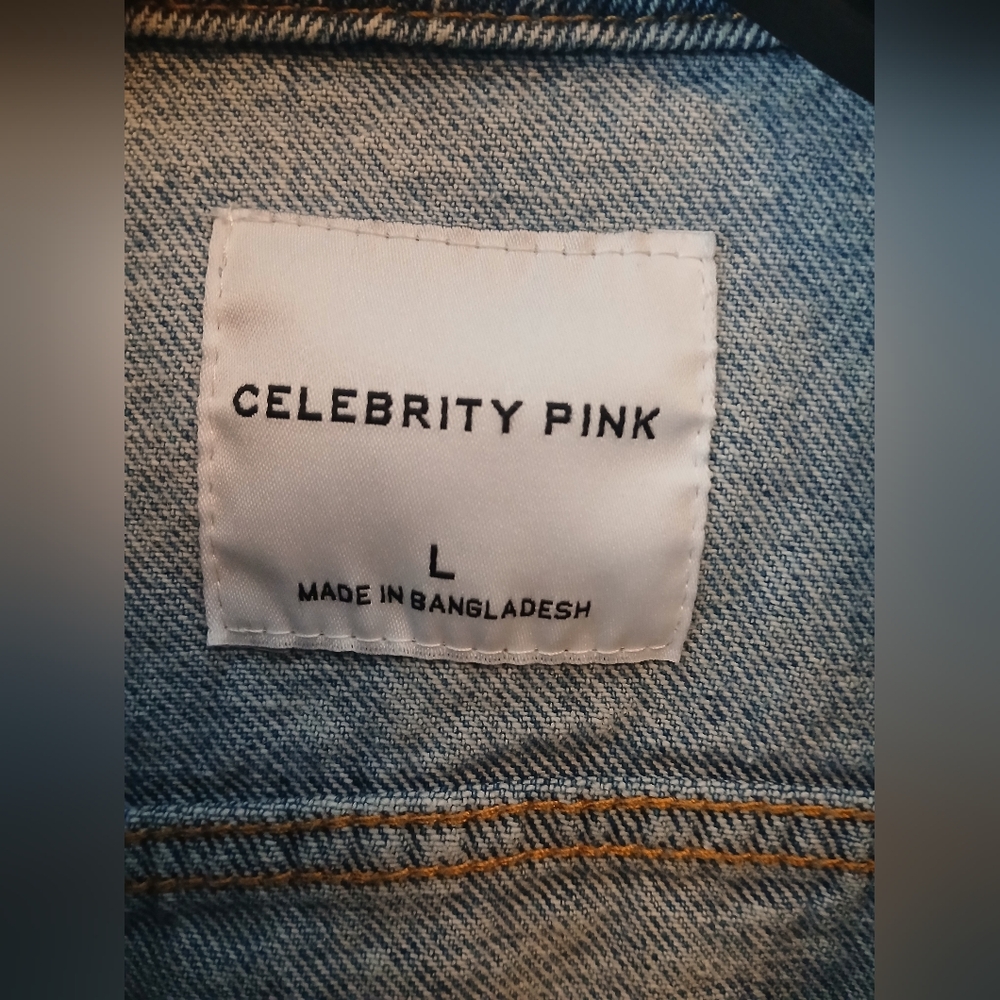 Celebrity Pink Light Blue button down Denim Jacket Women's Size Large - Picture 2 of 4